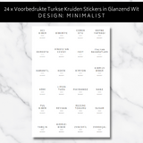 Turkse Kruidenlabels - Wit - 5 x 5 cm - 24 Labels
