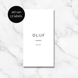 Olie Labels - Wit - 6,4 x 3,4 cm - 12 Labels